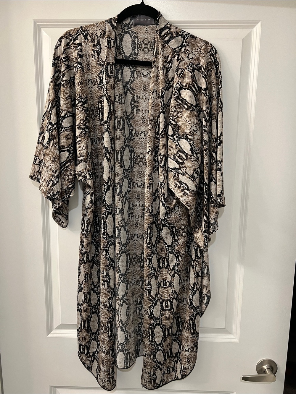 Snake Print Kimono Cardigan - Neutral Brown/Black - Unbranded